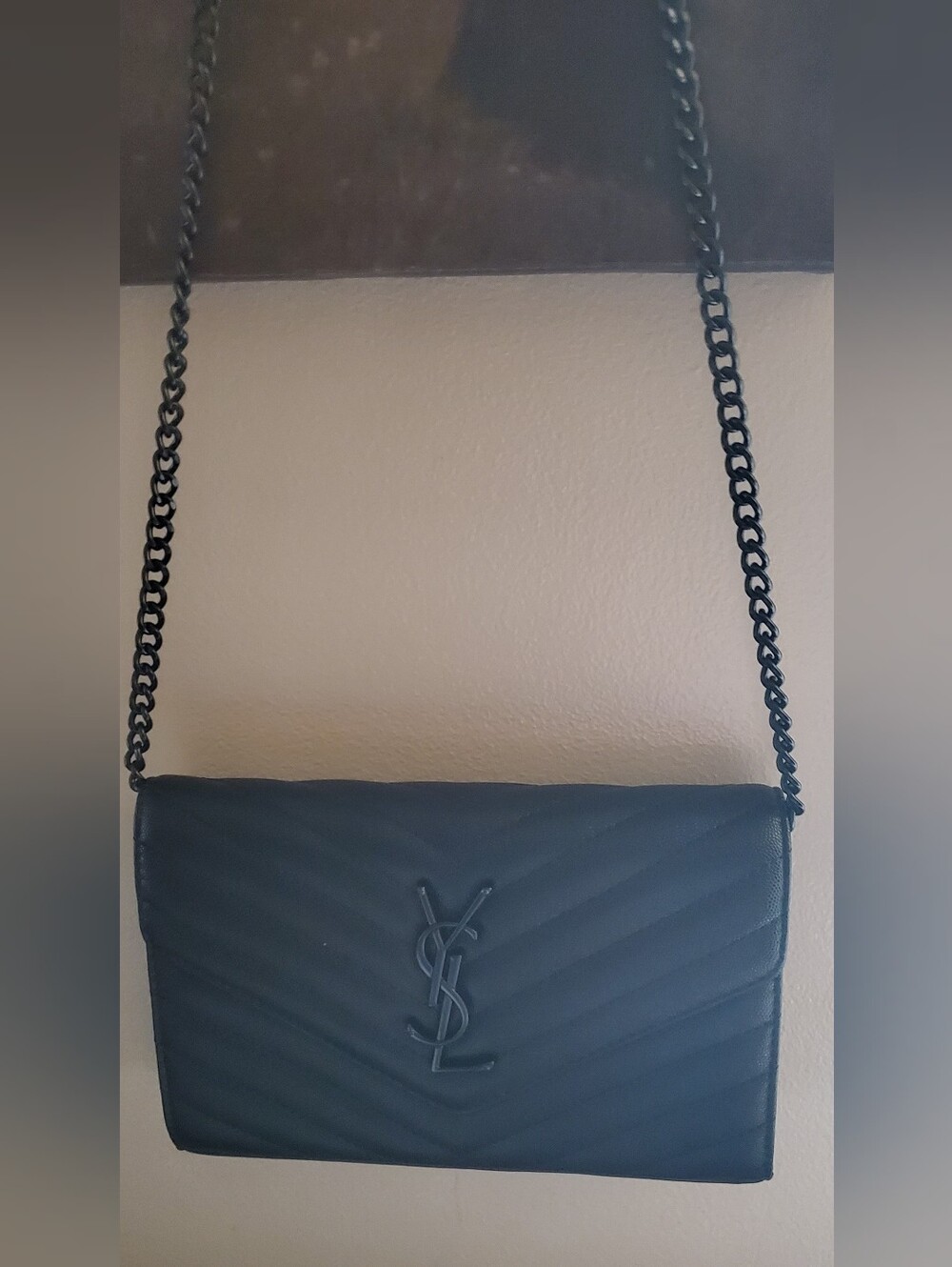 Black Quilted Leather Look  Shoulder Bag: Black Clutch